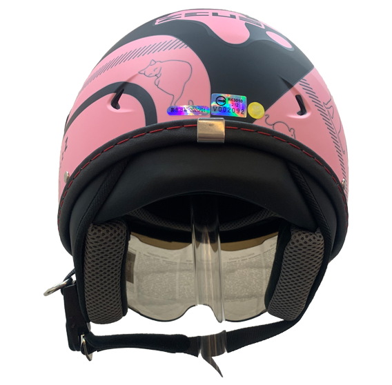 《遠古騎士》瑞獅 ZEUS 212C AR5 貓咪 消光黑粉 內置鏡片 3/4罩安全帽 輕量