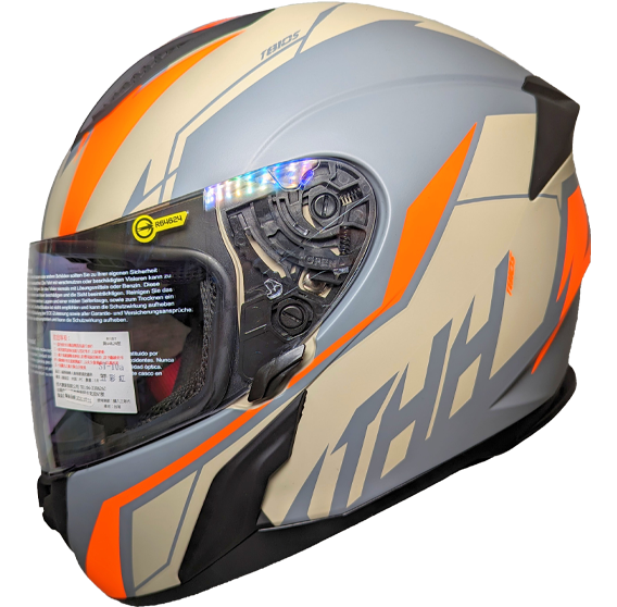 《遠古騎士》THH T810S TURBO 平灰黃/灰橘 淺電鍍鏡片 全罩式 安全帽