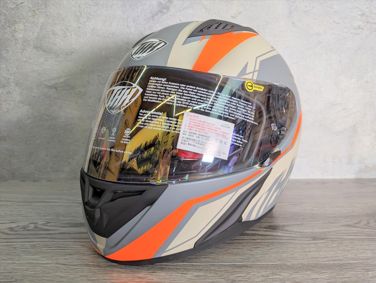 《遠古騎士》THH T810S TURBO 平灰黃/灰橘 淺電鍍鏡片 全罩式 安全帽