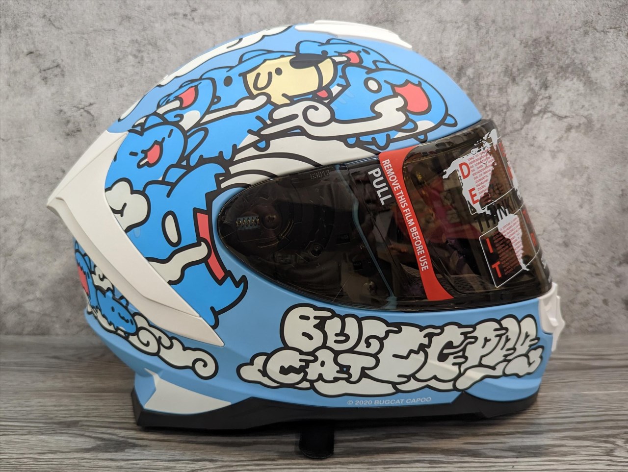 《遠古騎士》Nikko N806 N-806 咖波 聯名款 平藍 貓貓蟲咖波內鏡片(電鍍)安全帽