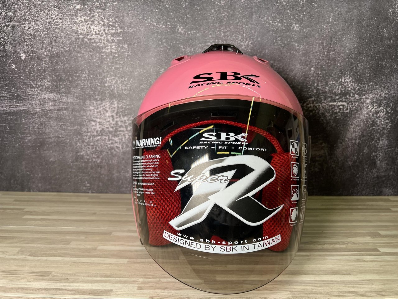 《遠古騎士》SBK SUPER-R ENERGY 粉紅 半罩 安全帽 全可拆洗