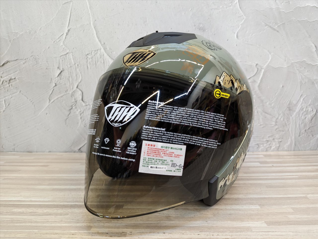 《遠古騎士》THH T386N野FUN 工裝綠 雙鏡片 內襯全可拆洗 半罩安全帽