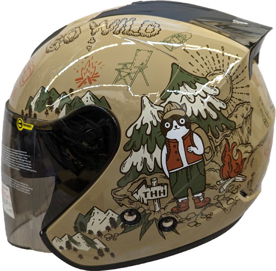 《遠古騎士》THH T386N 野FUN 卡其 雙鏡片 內襯全可拆洗 半罩安全帽