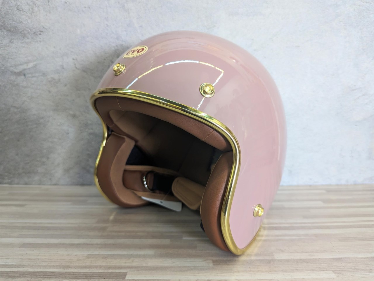 《遠古騎士》EVOCA310 乳膠金條 法國粉 復古騎士帽 安全帽 插扣