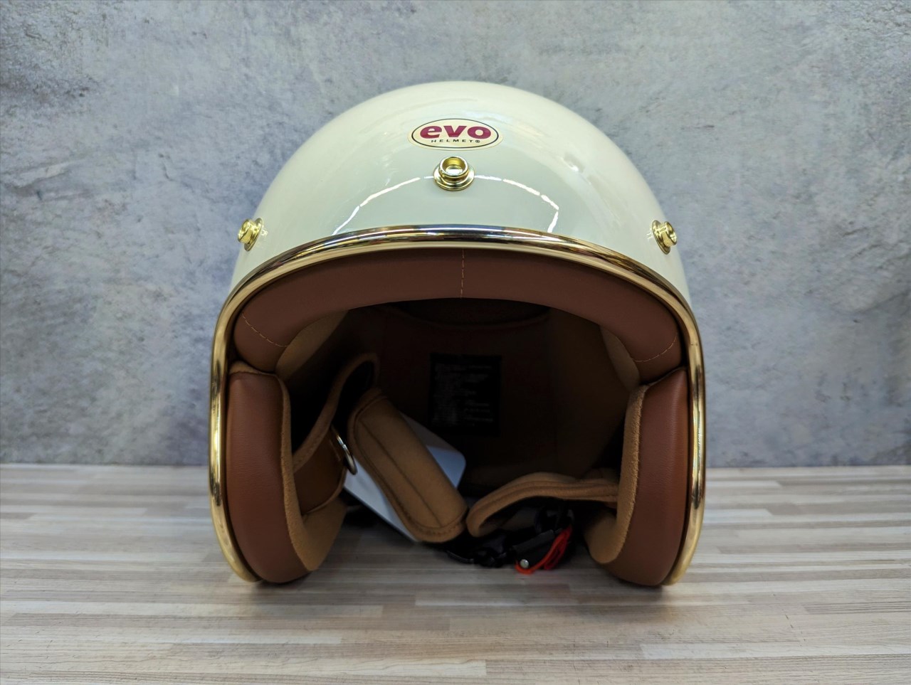 《遠古騎士》EVOCA310 乳膠金條 象牙白 復古騎士帽 安全帽 插扣