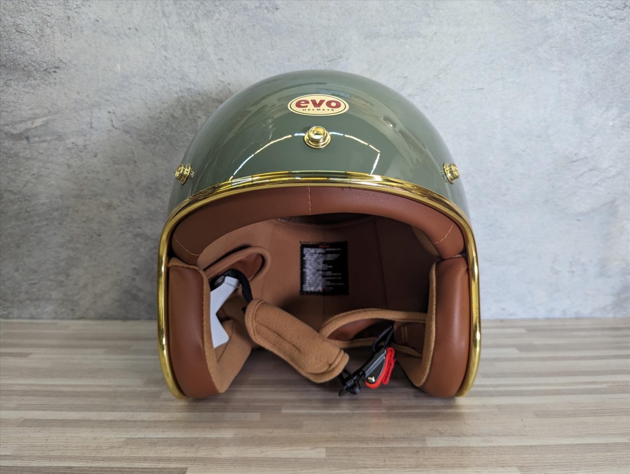 《遠古騎士》EVOCA310 乳膠金條 乳綠 復古騎士帽 安全帽 插扣
