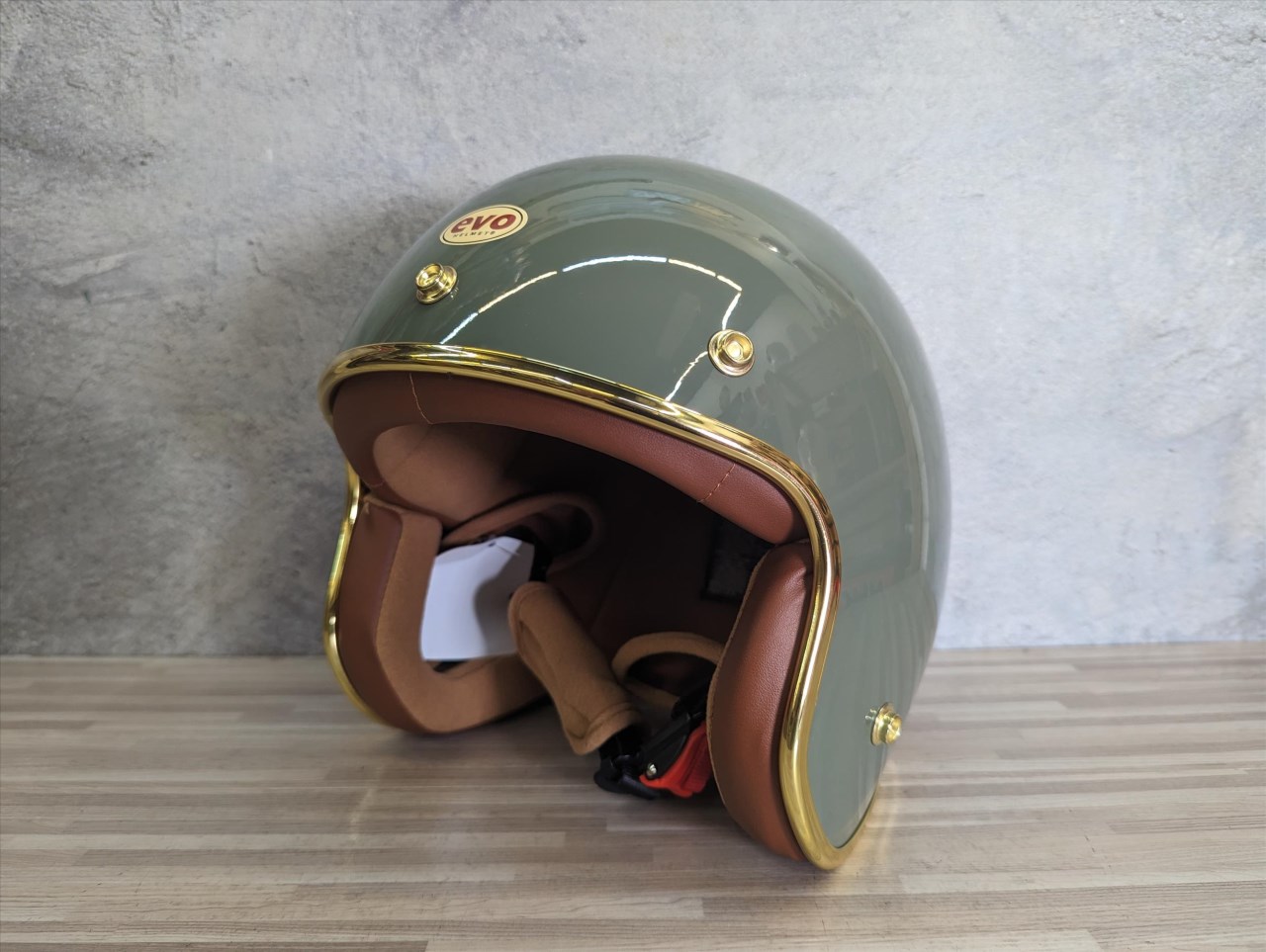 《遠古騎士》EVOCA310 乳膠金條 乳綠 復古騎士帽 安全帽 插扣