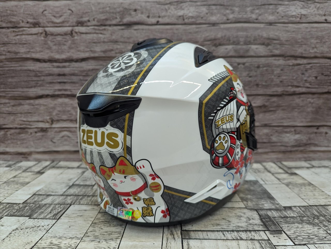 《遠古騎士》瑞獅 ZEUS 613B AJ42 招財貓 白/灰 半罩安全帽 內襯全可拆