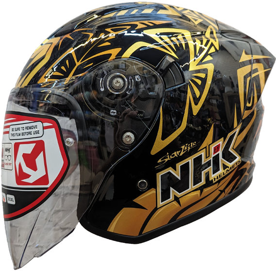 NHK S1 GP PRO RG87#2 酋長 黑金 內藏墨片半罩式安全帽