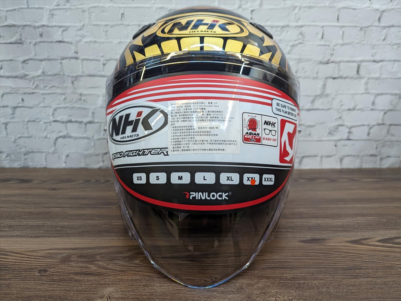 NHK S1 GP PRO RG87#2 酋長 黑金 內藏墨片半罩式安全帽
