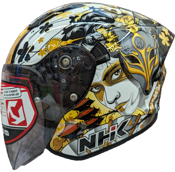 《遠古騎士》NHK S1 GP PRO 藝妓 (Geisha) 黑金 內藏墨片半罩式安全帽
