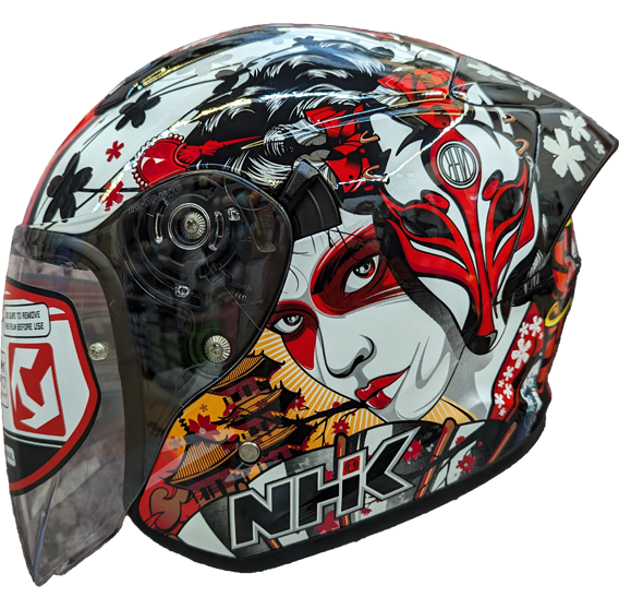 《遠古騎士》NHK S1 GP PRO 藝妓 (Geisha) 黑紅 內藏墨片半罩式安全帽