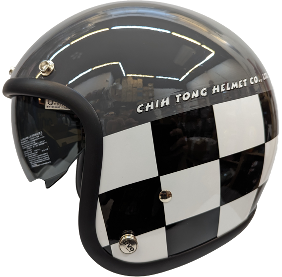 《遠古騎士》EVO CA312 賽車格 黑灰 內墨鏡片 安全帽 復古帽 黑色膠邊 棋盤格