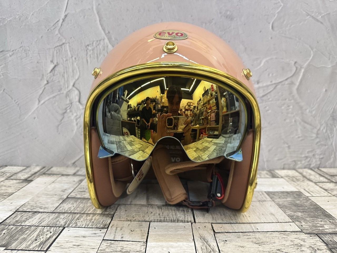 《遠古騎士》EVO CA312S CA312 VENUS+PLUS 杏桃粉 內鏡電鍍 騎士帽 復古安全帽