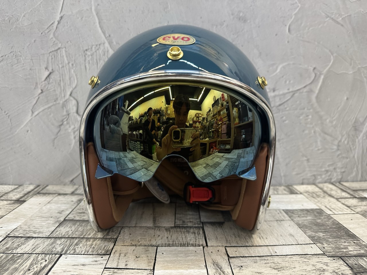 《遠古騎士》EVO CA312S CA312 維納斯VENUS 鴨母藍內鏡電鍍 安全帽 銀邊復古騎士帽