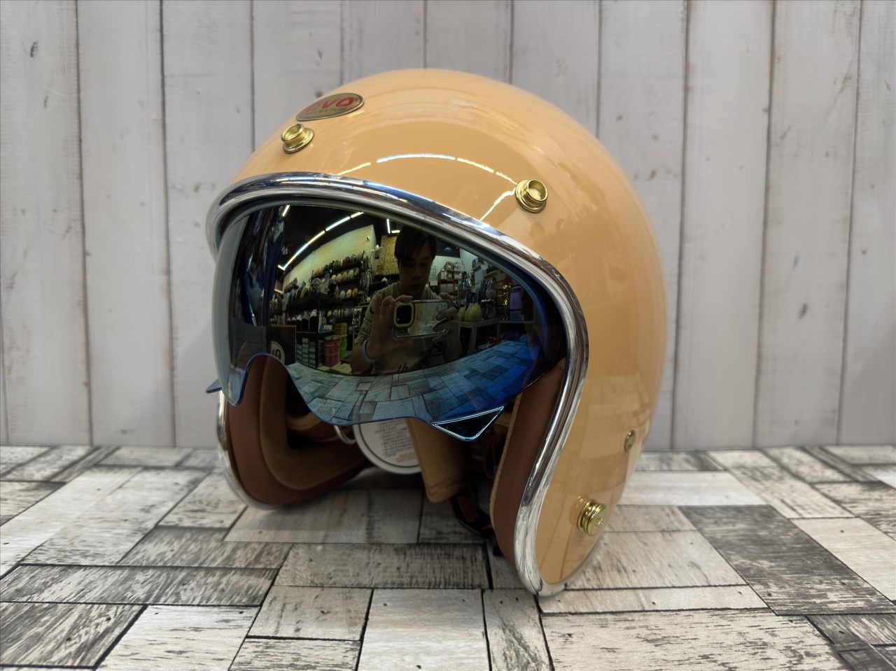 《遠古騎士》EVO CA312S CA312 維納斯VENUS 淺駝色 內鏡電鍍 安全帽 銀邊復古騎士帽