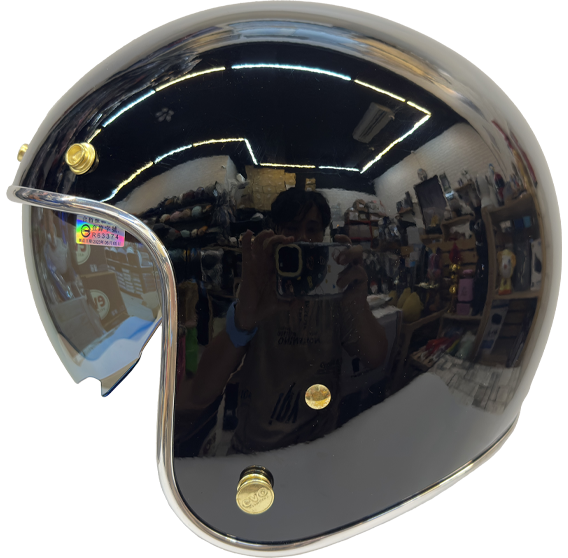 《遠古騎士》EVO CA312 維納斯VENUS 鏡面黑 內鏡電鍍 安全帽 銀邊復古騎士帽