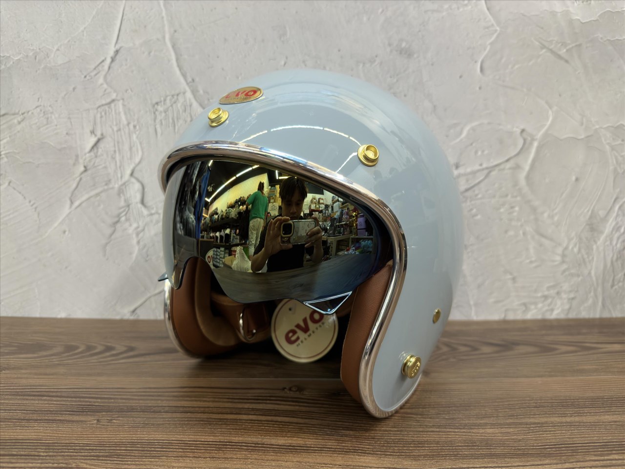 《遠古騎士》EVO CA312 維納斯VENUS 松霧藍 內鏡電鍍 安全帽 銀邊復古騎士帽