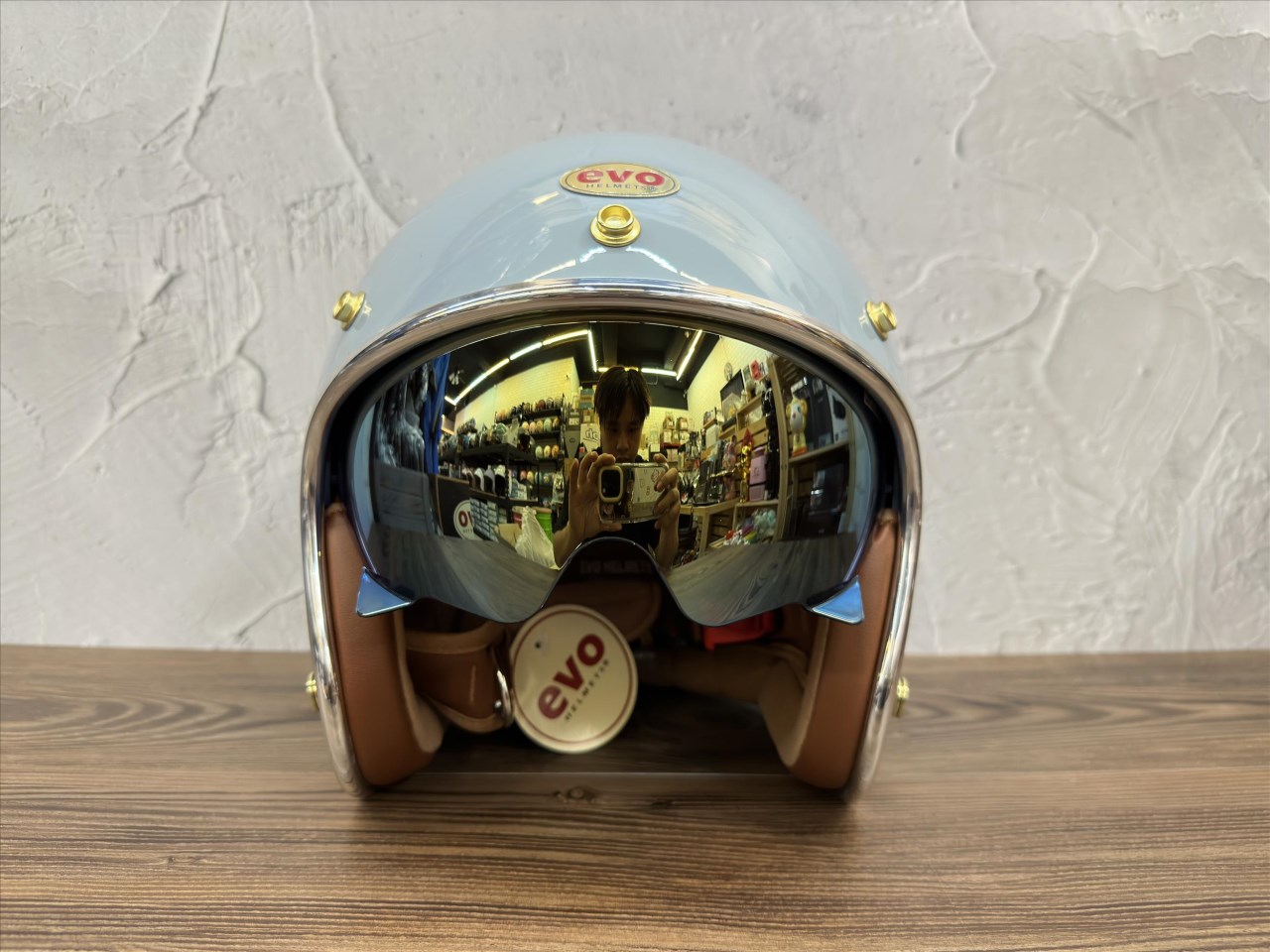 《遠古騎士》EVO CA312 維納斯VENUS 松霧藍 內鏡電鍍 安全帽 銀邊復古騎士帽