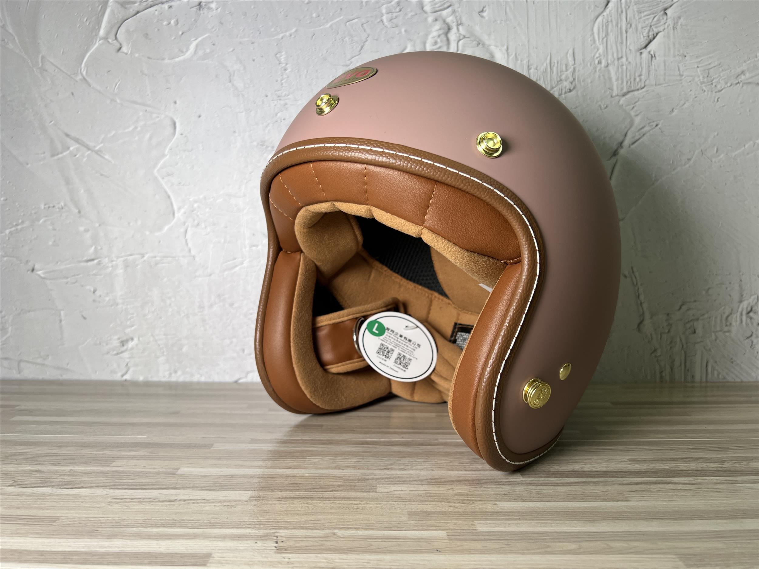 《遠古騎士》EVO TA502 LUXURY奢華 消法國粉 皮革皮邊 復古安全帽 半罩式