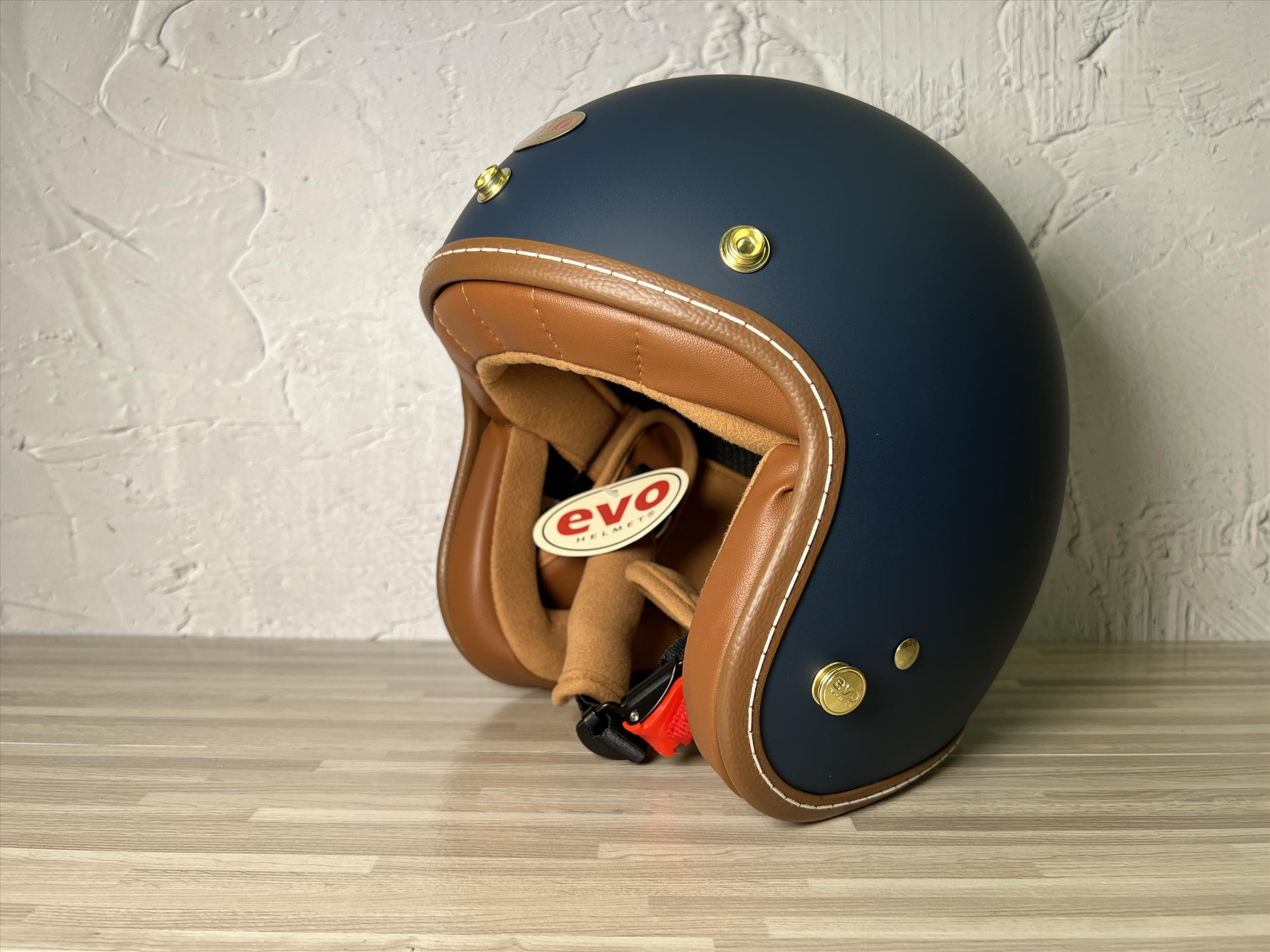 《遠古騎士》EVO TA502 LUXURY奢華 消石墨藍 皮革皮邊 復古安全帽 半罩式