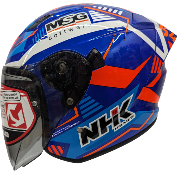《遠古騎士》NHK S1 GP PRO BB64#5 亮藍白橘 內藏墨片半罩式安全帽