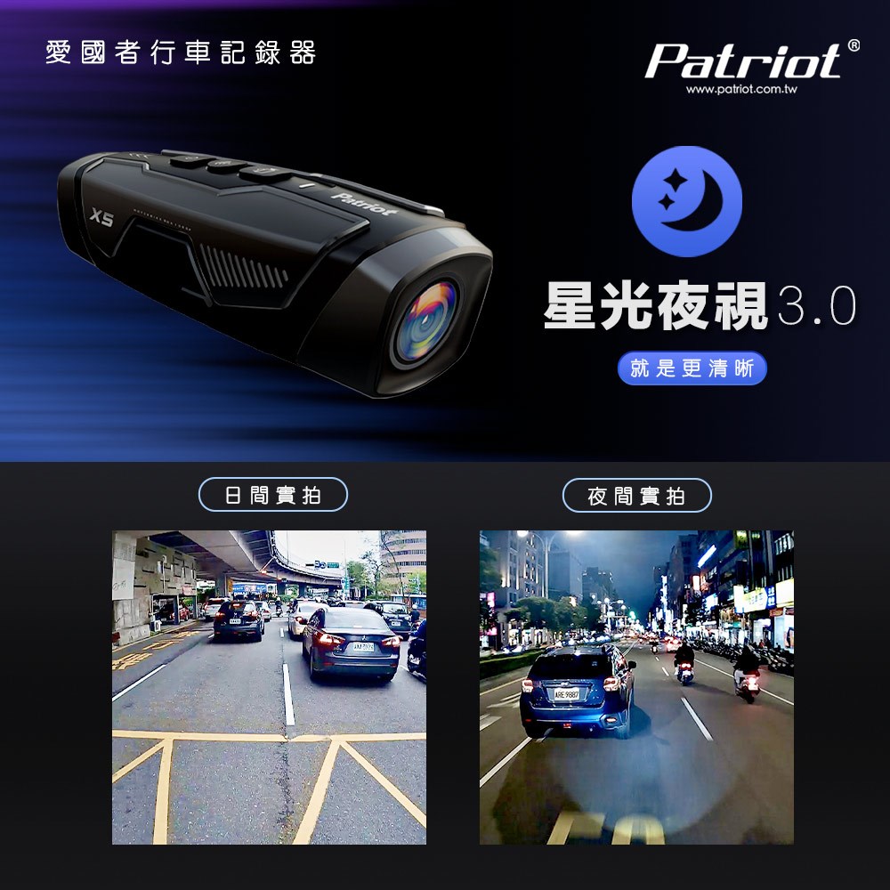 《遠古騎士》PATRIOT 愛國者 X5 Wi-Fi雙鏡頭機車行車記錄器 贈32G記憶卡