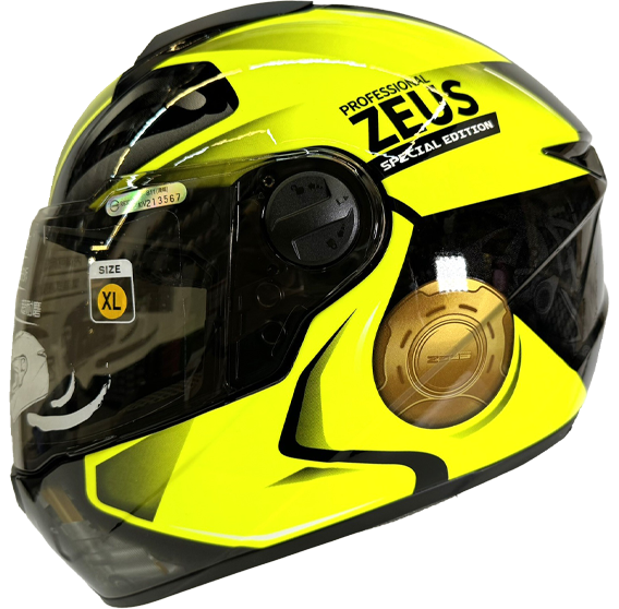 《遠古騎士》瑞獅 ZEUS 811 AL39 珍珠黑螢光黃 全罩安全帽 內襯全可拆