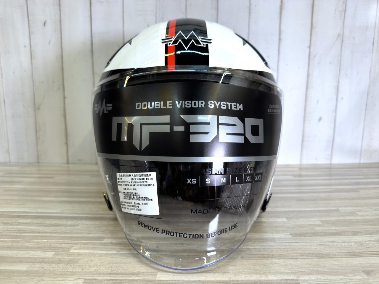 《遠古騎士》MING FENG MF-320#T 白 半罩 安全帽 3/4罩 內墨片
