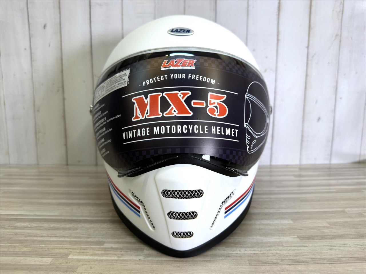 《遠古騎士》LAZER 安全帽 MX-5#1 消光白紅藍 全罩 山車帽 越野帽 安全帽