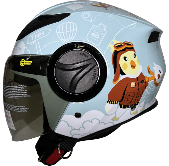 《遠古騎士》THH T318S Pilot 領航員 天藍/白色 雙層鏡 內襯全可拆洗 半罩安全帽