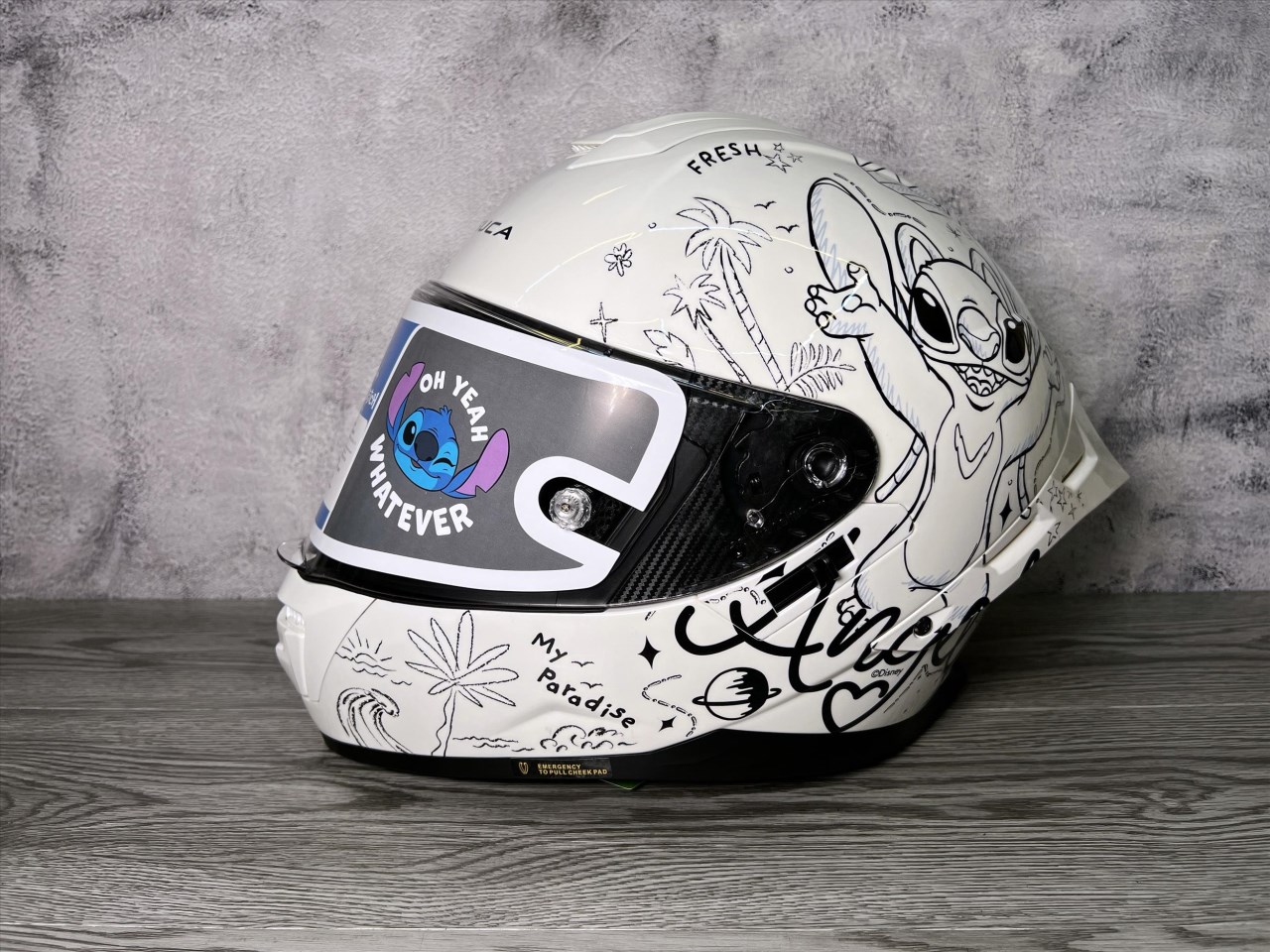 《遠古騎士》MESUCA 麥斯卡 M601 彩繪 Angel 安琪 白 史迪奇聯名 全罩安全帽 正版授權