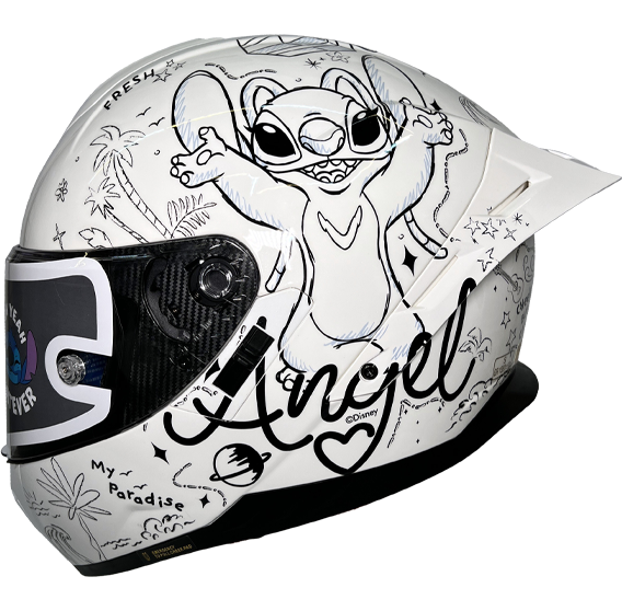 《遠古騎士》MESUCA 麥斯卡 M601 彩繪 Angel 安琪 白 史迪奇聯名 全罩安全帽 正版授權
