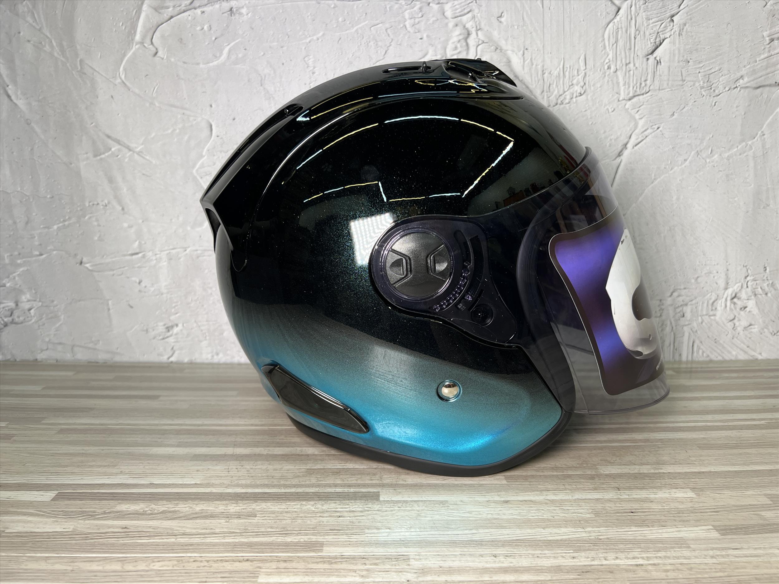 《遠古騎士》CBR S-90 RX-7 雙色 黑銀青 漸層 R帽 雙D安全帽 -複製