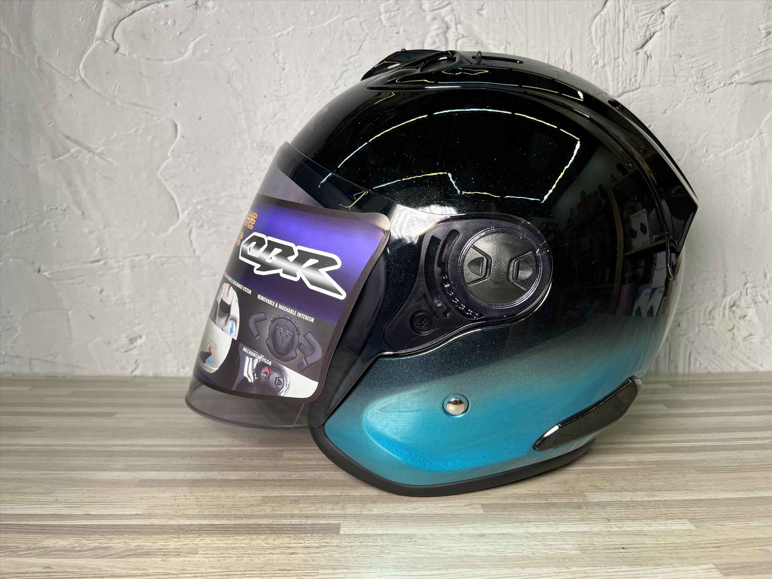 《遠古騎士》CBR S-90 RX-7 雙色 黑銀青 漸層 R帽 雙D安全帽 -複製