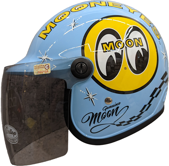 《遠古騎士》台灣製造 MOONEYES X GALLOP Kids helmets 水藍色 聯名童帽 包覆性