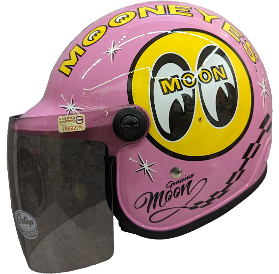 《遠古騎士》台灣製造 MOONEYES X GALLOP Kids helmets 粉色 聯名童帽 包覆性