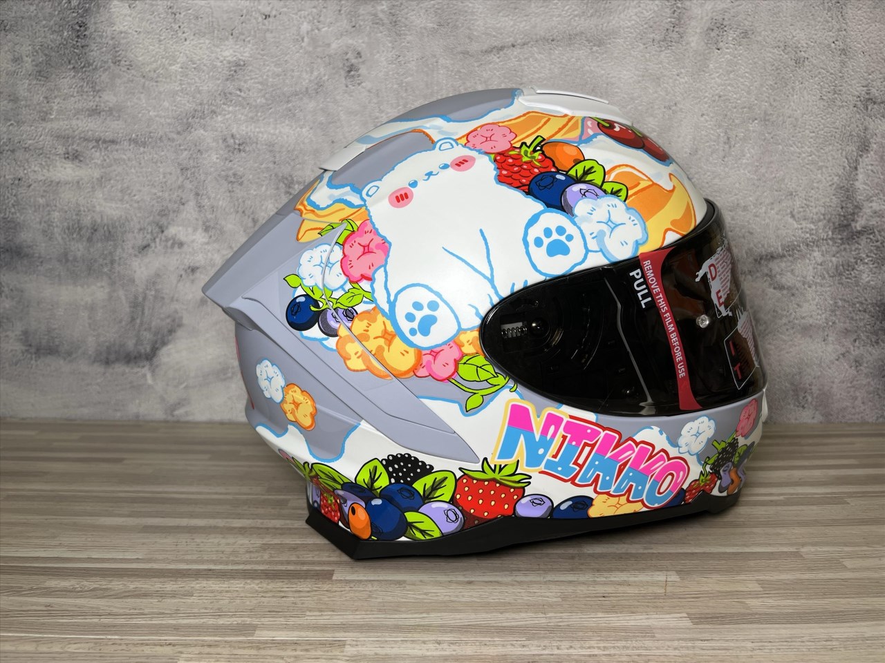 《遠古騎士》Nikko N-806 II #18 純真漿果糖 灰藍白 全罩 內鏡片 安全帽