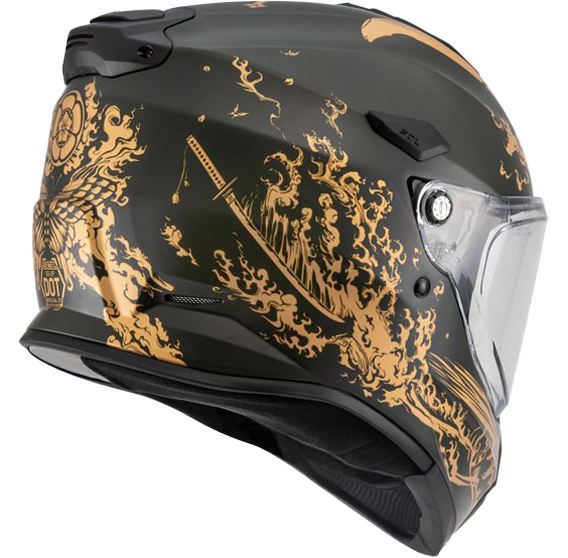 《遠古騎士》SOL SS-2P 織田信長 消光綠/金 越野帽 全罩式安全帽 雙D扣