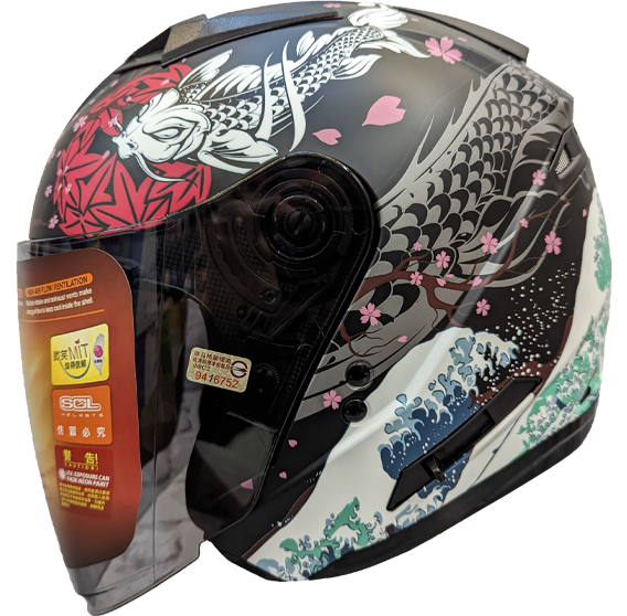 《遠古騎士》SOL SO7E SO-7E 浮世繪 消光黑/紅 半罩內藏墨鏡 雙D扣 雙層鏡 安全帽