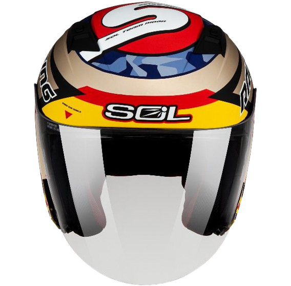 《遠古騎士》SOL SO7 SO-7 極速先鋒 消光金/黃紅藍 半罩內藏墨鏡 雙D扣 雙層鏡安全帽