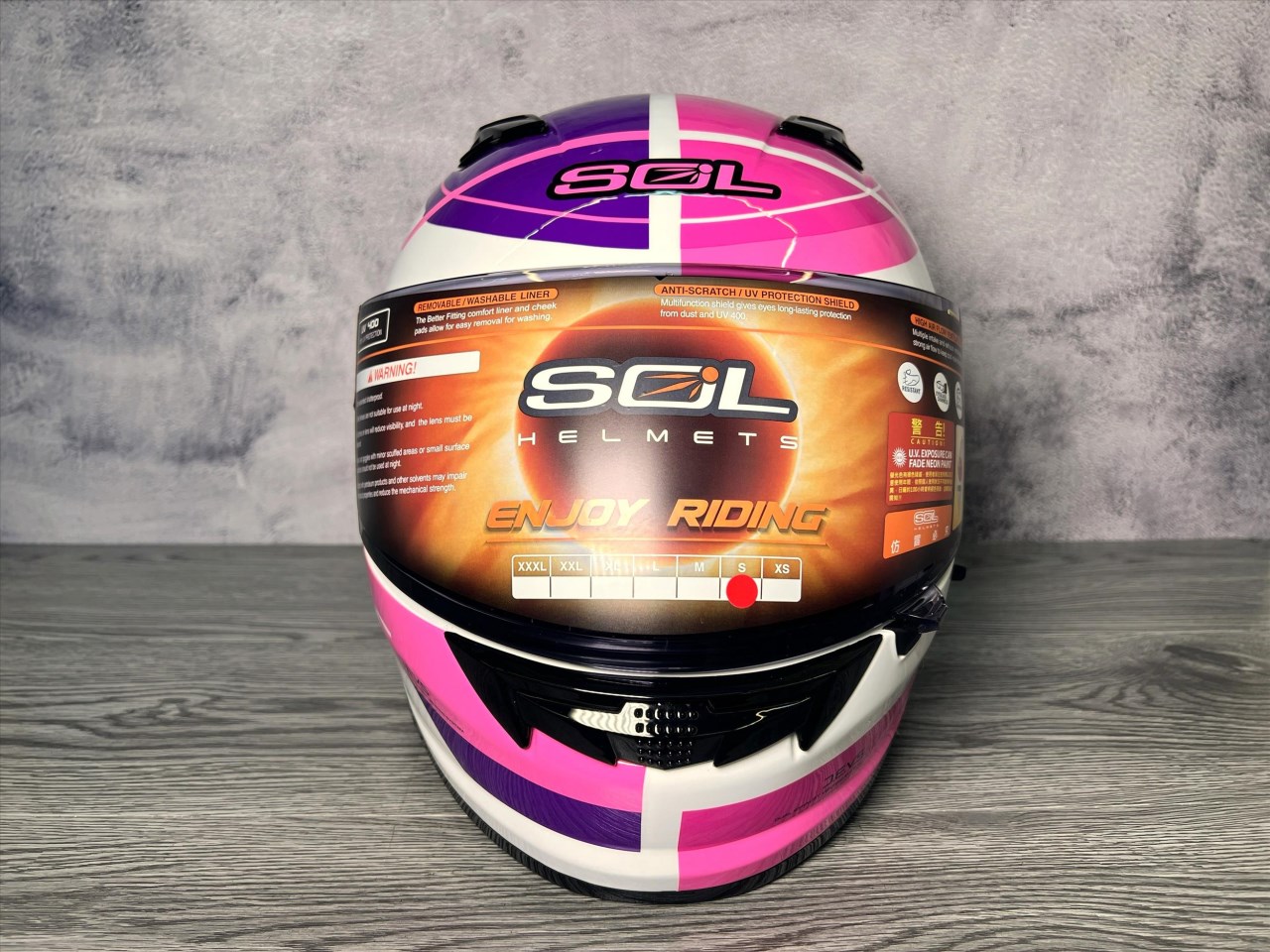 《遠古騎士》SOL SF-6 超視界_白/紫粉 全罩式安全帽 內襯可拆洗 雙D扣 雙鏡