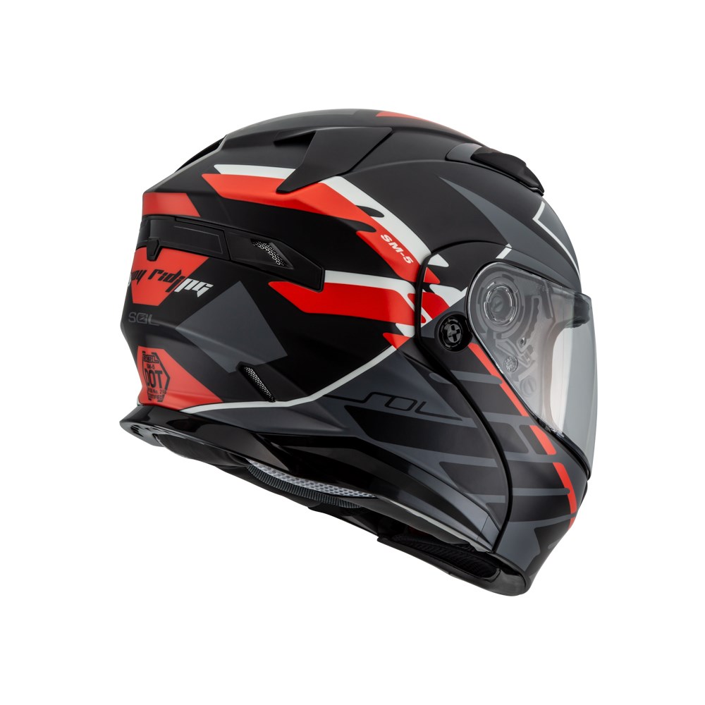 《遠古騎士》SOL SM5 SM-5 安全帽 裂變 消光黑/灰紅 內藏墨鏡 汽水帽可樂帽