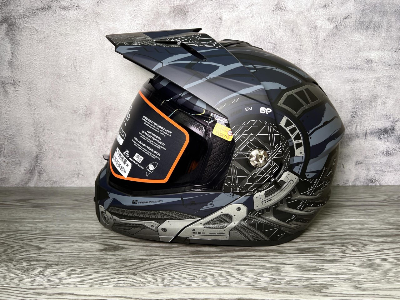 《遠古騎士》SOL SM-6P 賽博格_消光黑/灰藍 下巴可掀 可樂帽 汽水帽 安全帽