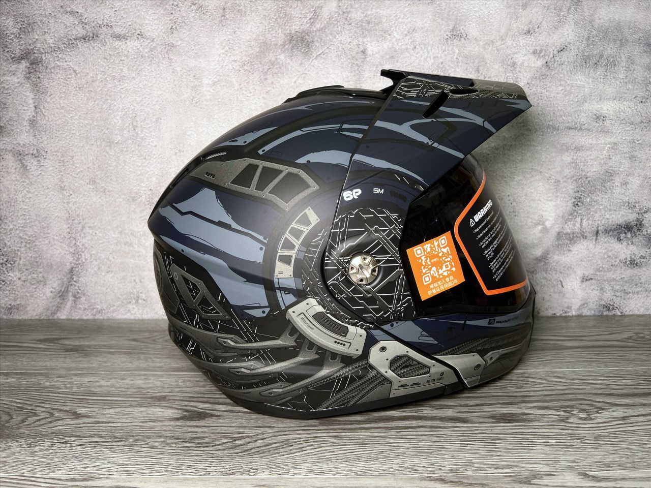 《遠古騎士》SOL SM-6P 賽博格_消光黑/灰藍 下巴可掀 可樂帽 汽水帽 安全帽