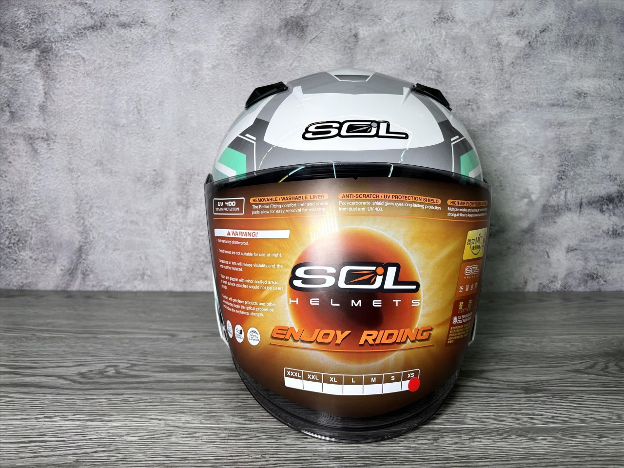 《遠古騎士》SOL SO7E SO-7E 星幕_白/綠銀 半罩內藏墨鏡 雙D扣 雙層鏡 安全帽