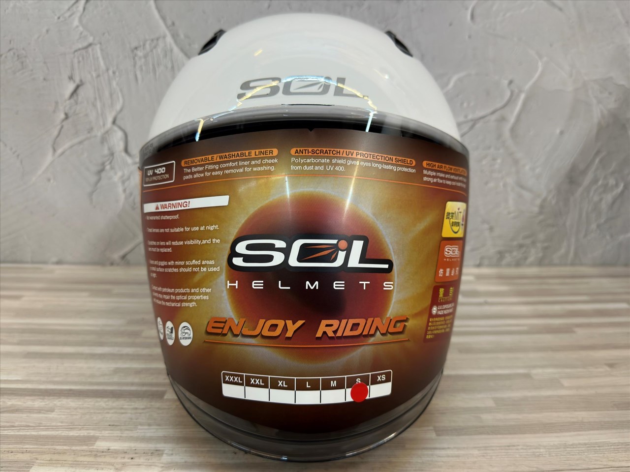《遠古騎士》SOL SO-12 素色_素白 半罩內藏墨鏡 排齒扣 雙層鏡 安全帽
