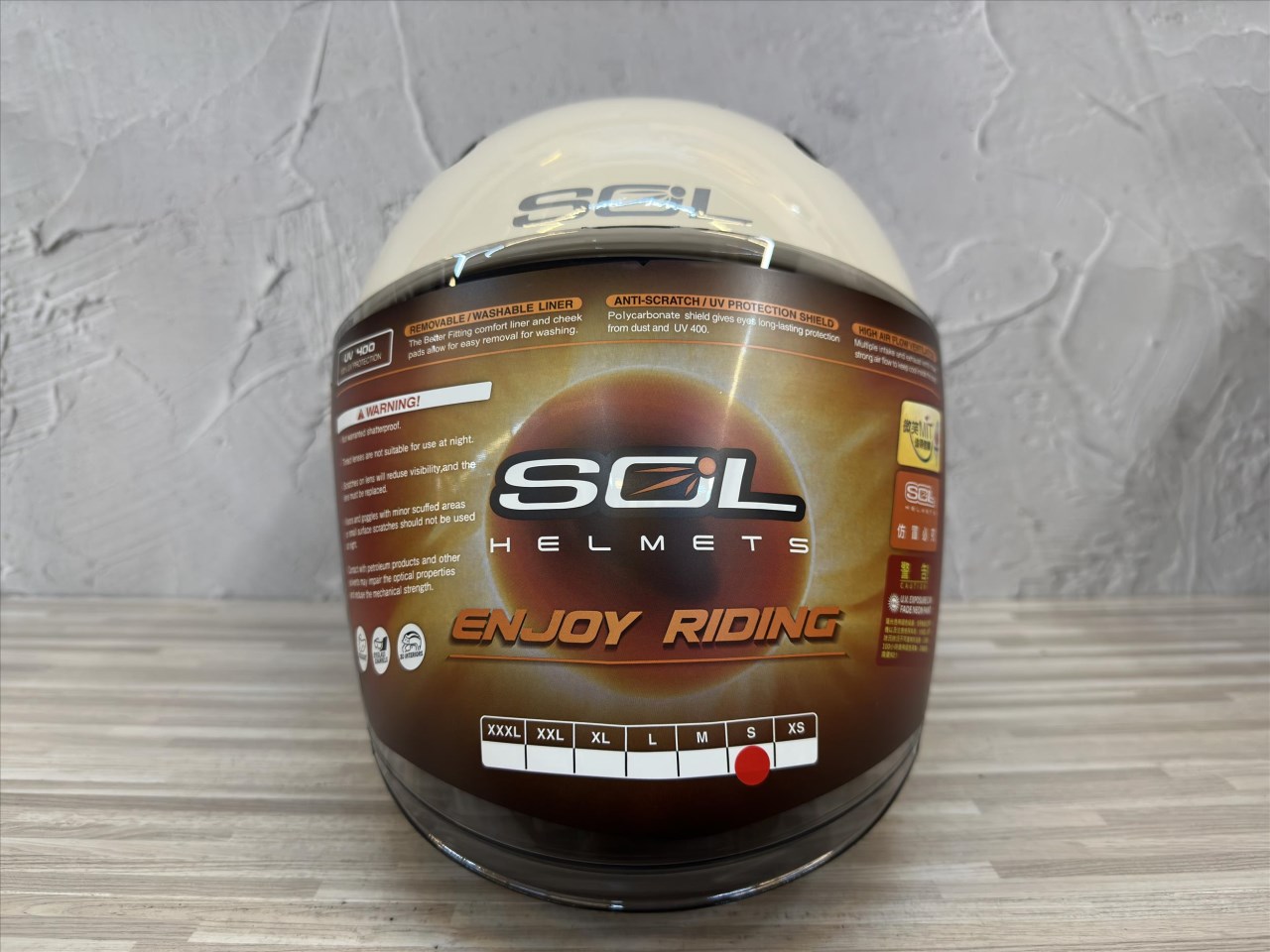 《遠古騎士》SOL SO-12 素色_雪酪杏 半罩內藏墨鏡 排齒扣 雙層鏡 安全帽