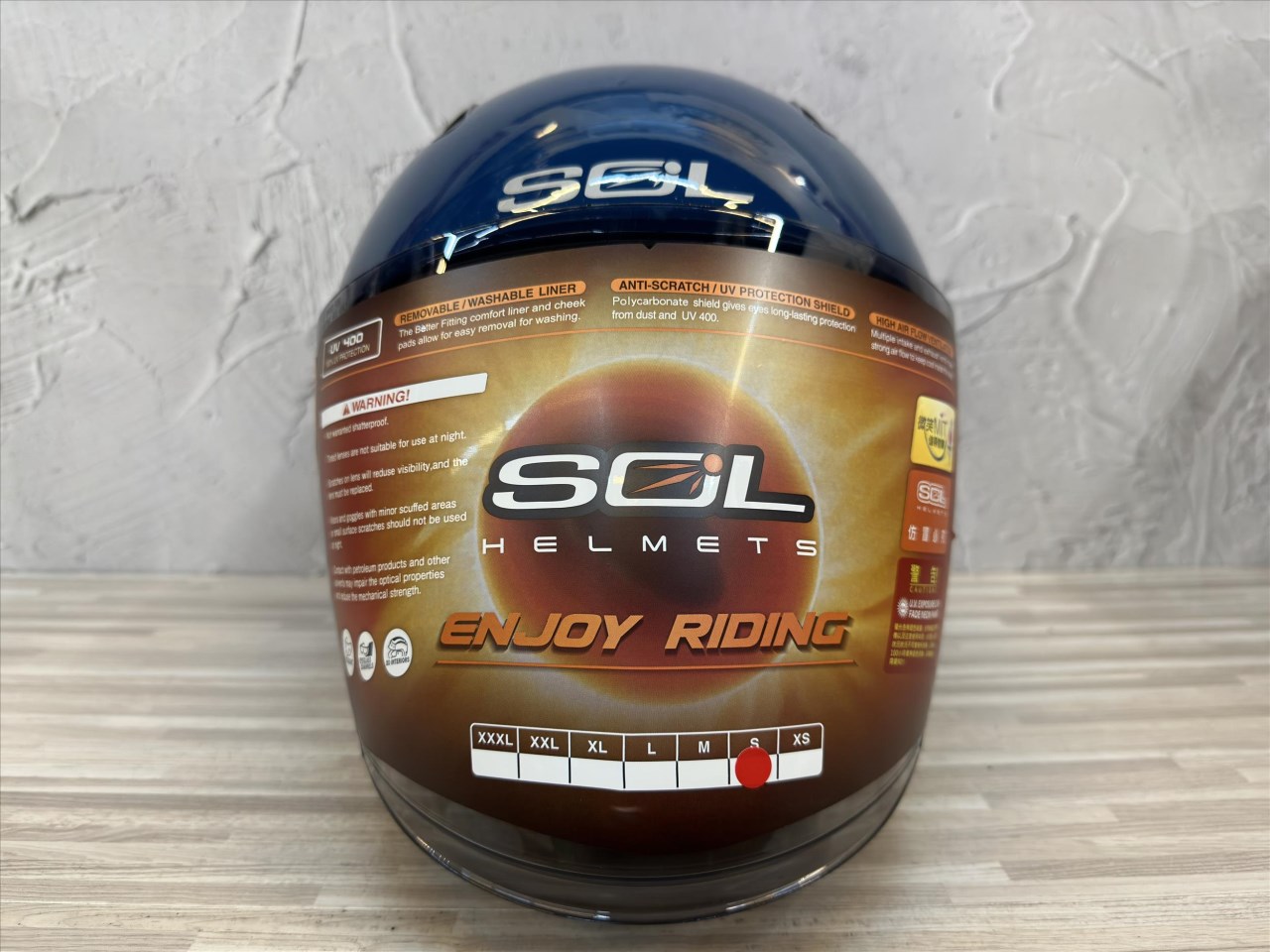 《遠古騎士》SOL SO-12 素色_沉靜藍 半罩內藏墨鏡 排齒扣 雙層鏡 安全帽