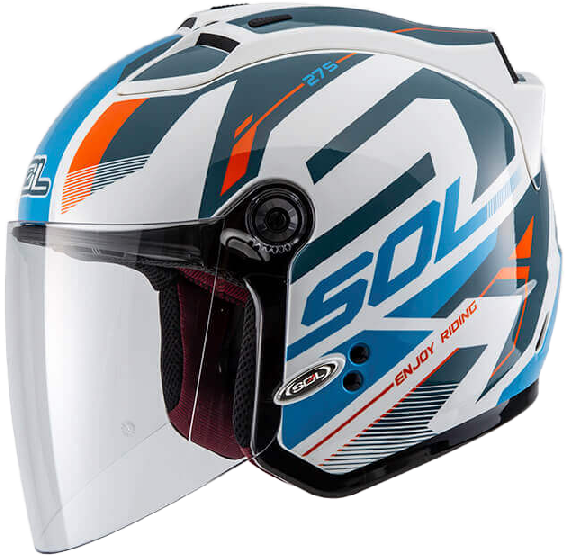 《遠古騎士》SOL 27S 27-S 星艦_白/藍橘 半罩 3/4罩通風透氣 LED燈 雙D扣